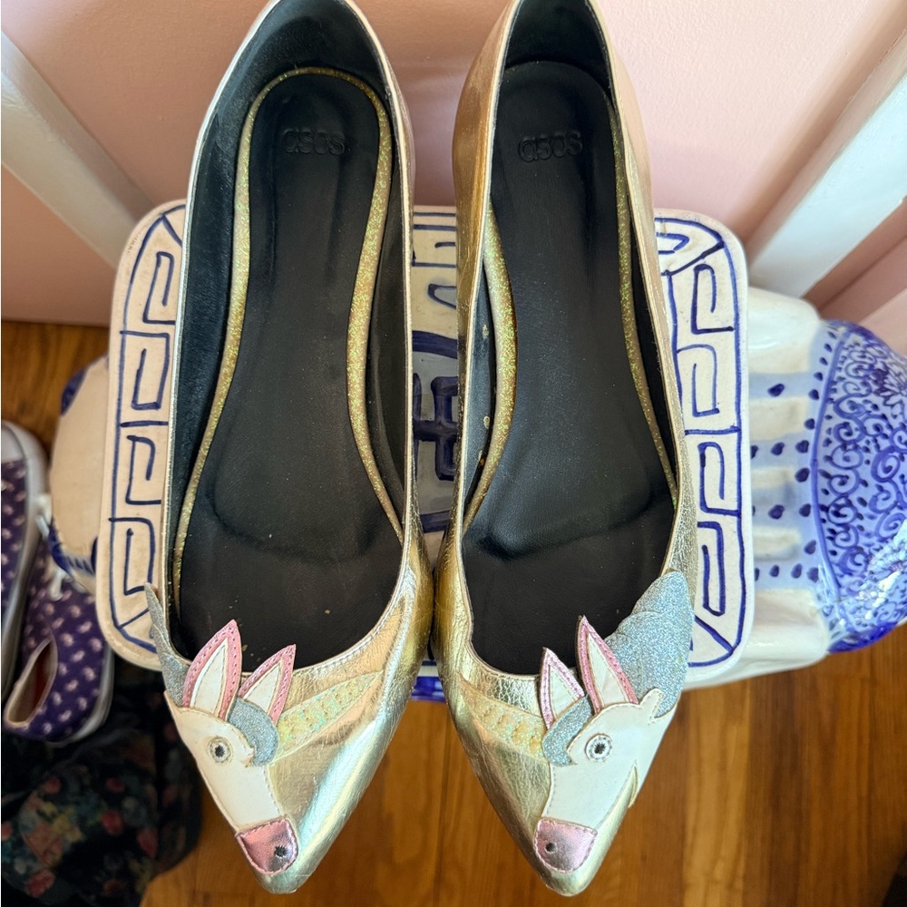 ASOS LULAMOON Pointed Unicorn Ballet Flats - Size 11